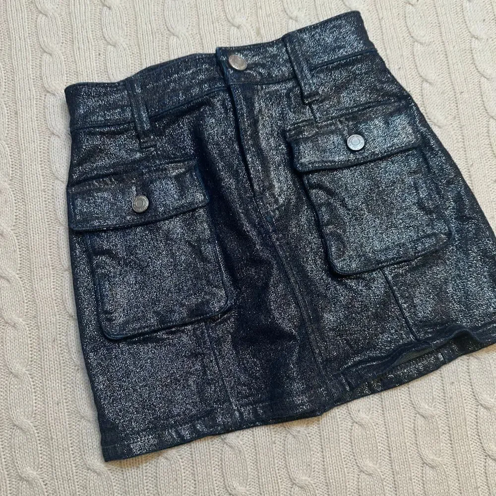 Gap Sparkly Denim Skirt sz 5 Adjustable Waist tabs
